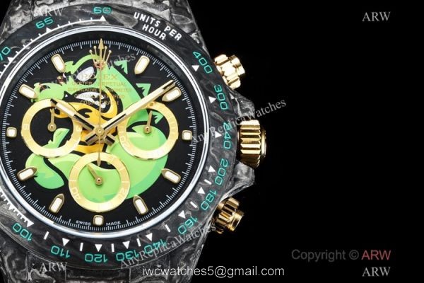 TW Factory Rolex Carbon-Lime Daytona Swiss 7750 Watch Yellow Rubber Strap TW Factory Rolex Carbon-Lime Daytona Swiss 7750 Watch Yellow Rubber Strap