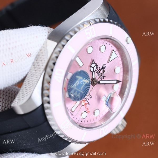 Swiss Quality Rolex Submariner Pink Watch Citizen 8215 Black Oysterflex Rubber Strap Swiss Quality Rolex Submariner Pink Watch Citizen 8215 Black Oysterflex Rubber Strap