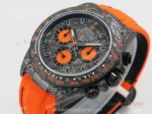 Super Clone Rolex Diw Daytona Noob Factory Forged Carbon Orange Nylon Strap Swiss 4130 Super Clone Rolex Diw Daytona Noob Factory Forged Carbon Orange Nylon Strap Swiss 4130