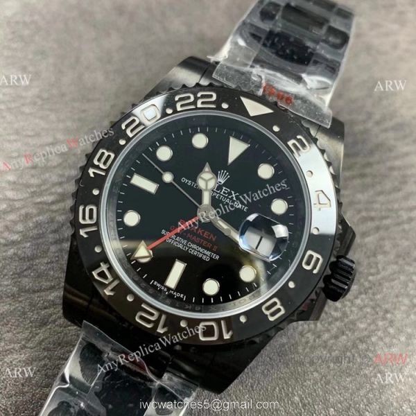 GS Factory Rolex Blaken GMT-Master II 40 Swiss 2824 Watch DLC Black New Single Red GS Factory Rolex Blaken GMT-Master II 40 Swiss 2824 Watch DLC Black New Single Red