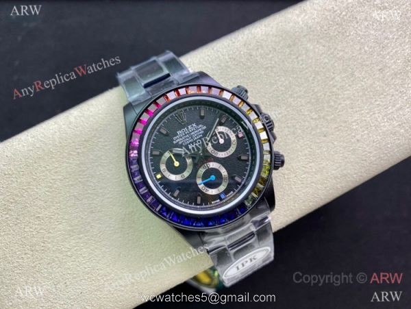 (2022 New) IPK Factory Rolex Blaken Daytona Rainbow DLC Coated Watch 40mm (2022 New) IPK Factory Rolex Blaken Daytona Rainbow DLC Coated Watch 40mm