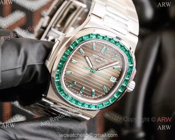 New! Swiss Copy Patek Philippe Nautilus Watch Green Diamond Gray Texture Dial Limited New 5711 New! Swiss Copy Patek Philippe Nautilus Watch Green Diamond Gray Texture Dial Limited New 5711