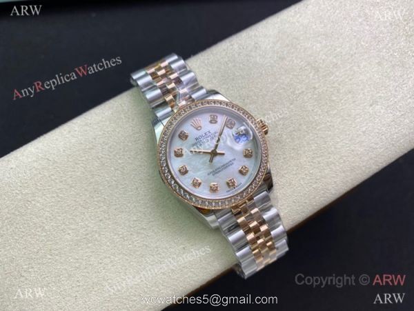 Swiss Copy Rolex Datejust 2-Tone Rose Gold Mop Dial Diamond watch 31mm Mid-size Swiss Copy Rolex Datejust 2-Tone Rose Gold Mop Dial Diamond watch 31mm Mid-size