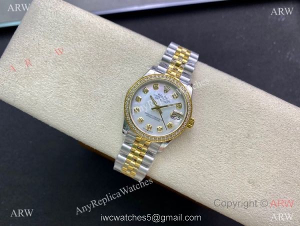 Swiss Copy Rolex Datejust I Two Tone Mop Dial Diamond watch 31mm Mid-size Swiss Copy Rolex Datejust I Two Tone Mop Dial Diamond watch 31mm Mid-size