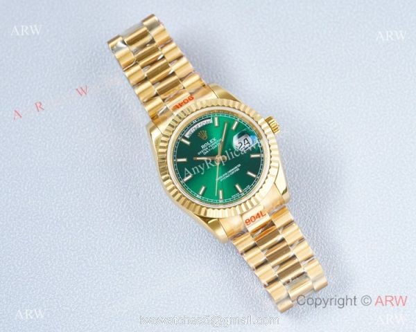 Swiss Replica Rolex Day-date 36mm Swiss 2836 Watch Olive Green Fluted Bezel Swiss Replica Rolex Day-date 36mm Swiss 2836 Watch Olive Green Fluted Bezel