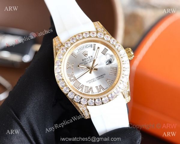Replica Rolex Day-Date Diamond Gold Bezel Black Face 40 MM Watch Replica Rolex Day-Date Diamond Gold Bezel Black Face 40 MM Watch