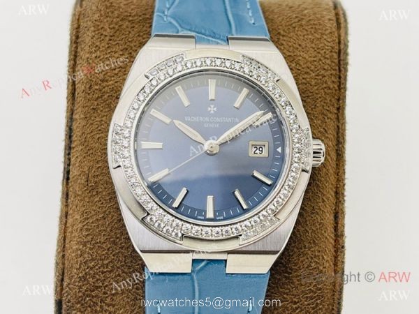Swiss Grade 1 Vacheron Constantin Overseas Blue Diamond Watch Swiss Quartz 33mm Swiss Grade 1 Vacheron Constantin Overseas Blue Diamond Watch Swiss Quartz 33mm