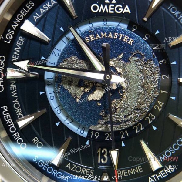 Swiss Quality Omega Aqua Terra Worldtimer Blue Rubber Watch Swiss Quality Omega Aqua Terra Worldtimer Blue Rubber Watch