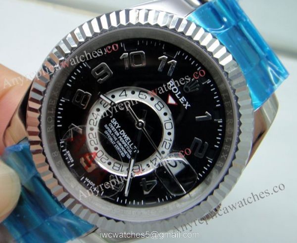 Knockoff Rolex Sky Dweller Watch SS Black 42mm Working 2nd Time zone Knockoff Rolex Sky Dweller Watch SS Black 42mm Working 2nd Time zone