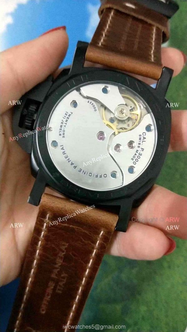Replica Luminor Panerai PAM372 Watch Black Case Brown Leather Strap Replica Luminor Panerai PAM372 Watch Black Case Brown Leather Strap