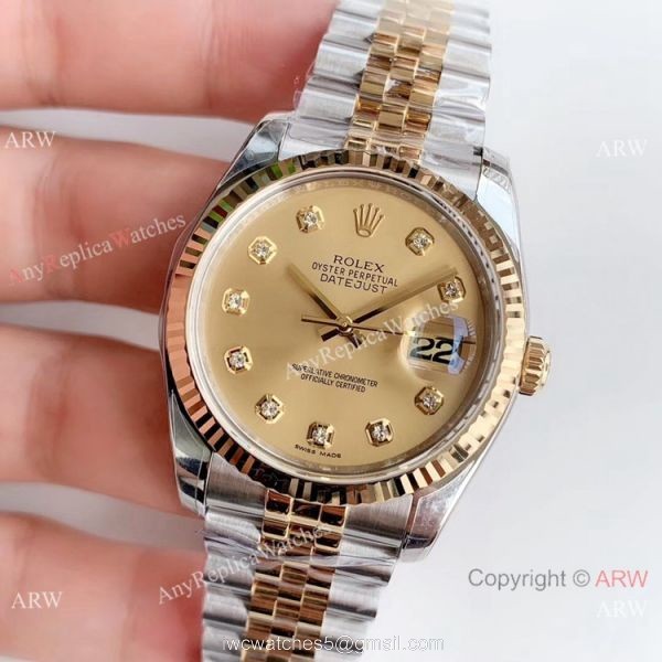 Rolex ?R Factory Datejust Two-Tone Diamond Swiss Replica Watch V2 Version Rolex ?R Factory Datejust Two-Tone Diamond Swiss Replica Watch V2 Version