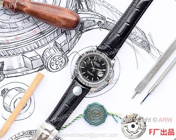 NEW UPGRADED Clone Rolex Datejust II 41mm Watch Black Dial Black Leather Strap NEW UPGRADED Clone Rolex Datejust II 41mm Watch Black Dial Black Leather Strap