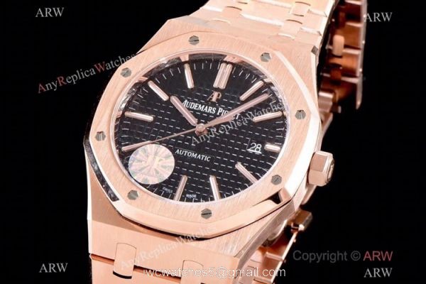 Grade 1A Copy Audemars Piguet Royal Oak JF v5 Cal.3120 Rose Gold Black Dial Watch 41mm Grade 1A Copy Audemars Piguet Royal Oak JF v5 Cal.3120 Rose Gold Black Dial Watch 41mm