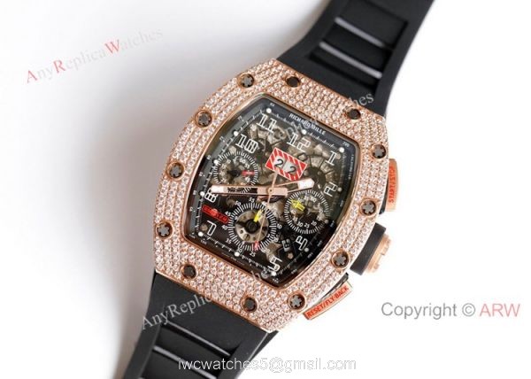 RM 011-FM Felipe Massa Rose Gold Diamond Richard Mille Knockoff Watches Asia 7750 RM 011-FM Felipe Massa Rose Gold Diamond Richard Mille Knockoff Watches Asia 7750
