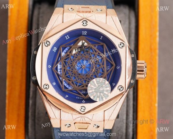 Z Factory Swiss Quality Hublot Big Bang Sang Bleu Blue Rose Gold Watch 45mm Z Factory Swiss Quality Hublot Big Bang Sang Bleu Blue Rose Gold Watch 45mm