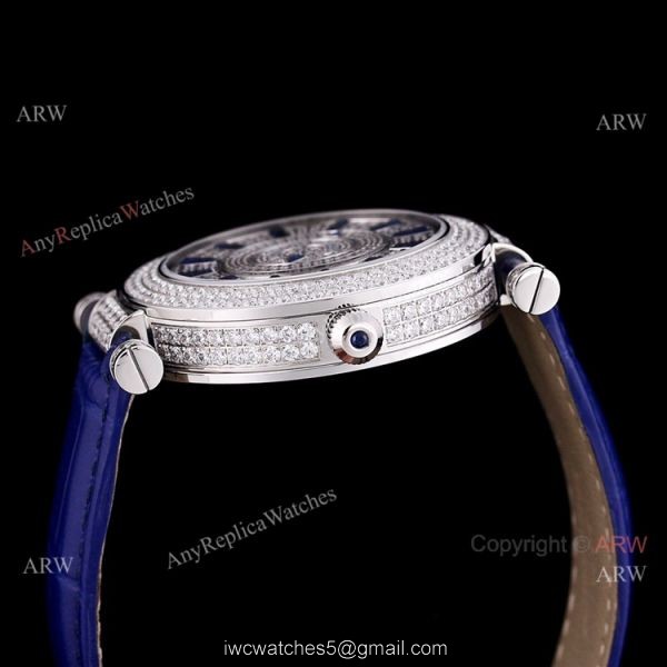 Iced Out Franck Muller Double Mystery Blue Leather Strap High Copy Watch Iced Out Franck Muller Double Mystery Blue Leather Strap High Copy Watch
