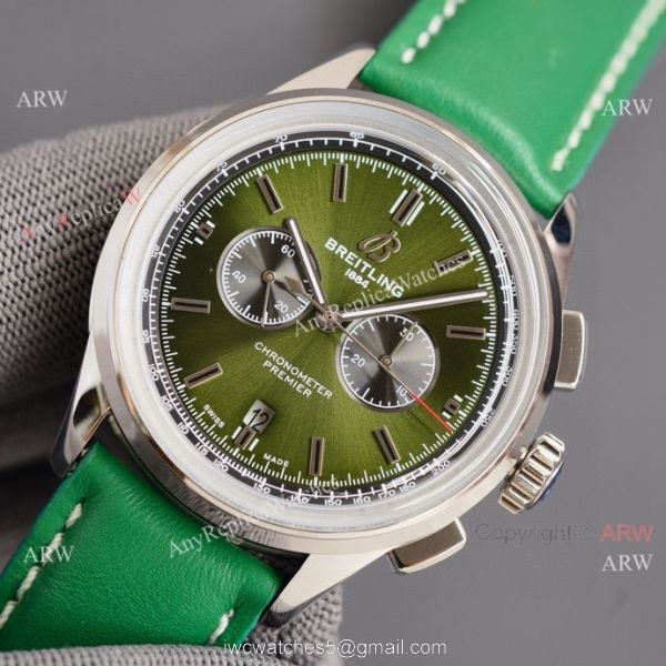 Copy Breitling Premier B01 Green Dial Leather Strap 42MM Men Watch Copy Breitling Premier B01 Green Dial Leather Strap 42MM Men Watch