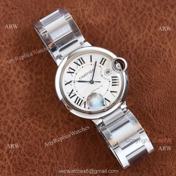 Copy Balloon Blue Cartier Silver Face 42mm Stainless Steel Strap Watch Copy Balloon Blue Cartier Silver Face 42mm Stainless Steel Strap Watch