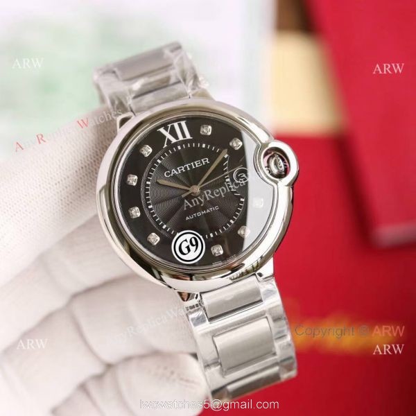 Replica Cartier Balloon Blue Gray Dial V6 Watch with Diamond Markers Replica Cartier Balloon Blue Gray Dial V6 Watch with Diamond Markers