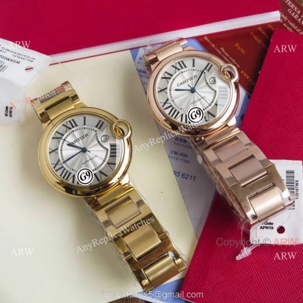 Replica V6 Cartier Balloon Blue Rose Gold Case White Face Watch SS Strap Replica V6 Cartier Balloon Blue Rose Gold Case White Face Watch SS Strap