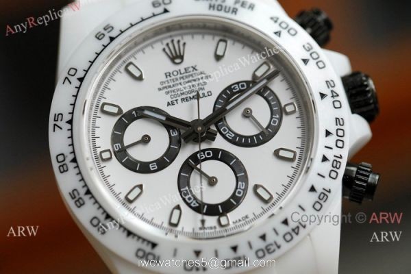 New! Swiss Replica Rolex Daytona AET Modified White Ceramic Black Crown watch A7750 Movement New! Swiss Replica Rolex Daytona AET Modified White Ceramic Black Crown watch A7750 Movement