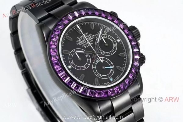 NEW! Noob Factory 4130 Rolex Daytona Blaken &8216;Black Venom 40 Watch Pink Diamond DLC Case NEW! Noob Factory 4130 Rolex Daytona Blaken &8216;Black Venom 40 Watch Pink Diamond DLC Case