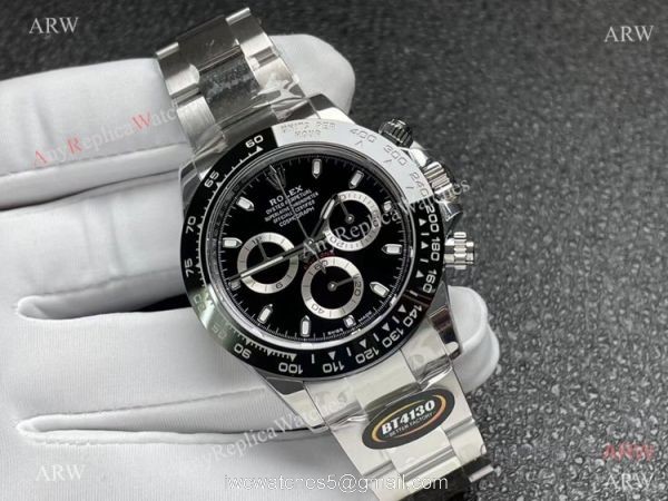 Better Factory New 4130 Rolex Daytona Watch 904L Steel Black Dial BTF 4130 Movement Better Factory New 4130 Rolex Daytona Watch 904L Steel Black Dial BTF 4130 Movement