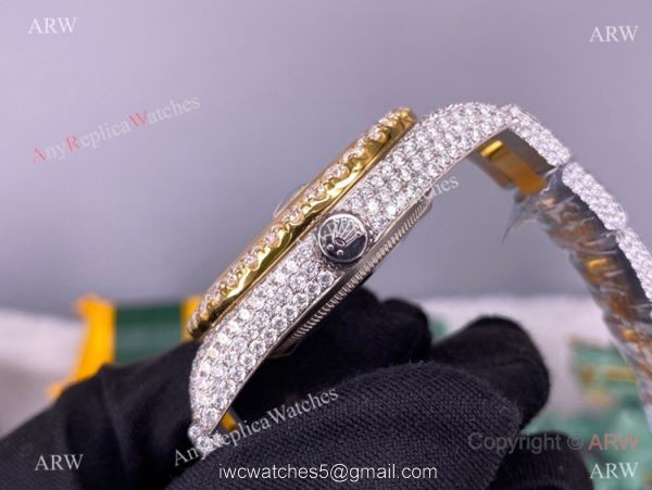 Iced Out Two Tone Rolex Datejust II Replica Watch 2836 Movement Roman Markers 41mm Iced Out Two Tone Rolex Datejust II Replica Watch 2836 Movement Roman Markers 41mm
