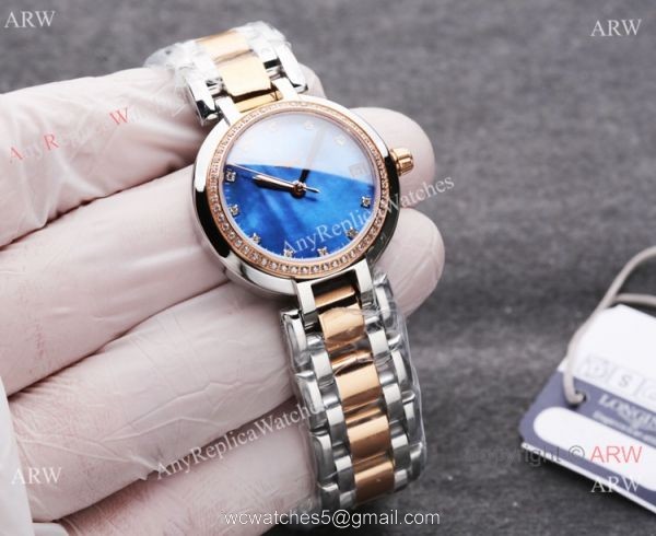 Swiss Quartz Longines PrimaLuna Clone Watch Blue Mop Face Diamond bezel Swiss Quartz Longines PrimaLuna Clone Watch Blue Mop Face Diamond bezel