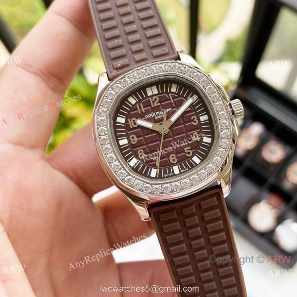 Replica Patek Philippe Lady-Aquanaut Watch Diamond Bezel Black Dial Replica Patek Philippe Lady-Aquanaut Watch Diamond Bezel Black Dial