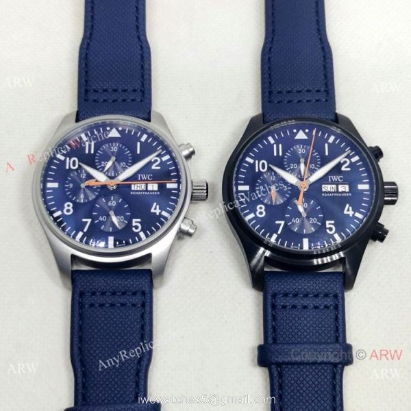 New Copy IWC Pilots Automatic Watch Orange Hand Blue Leather Strap New Copy IWC Pilots Automatic Watch Orange Hand Blue Leather Strap