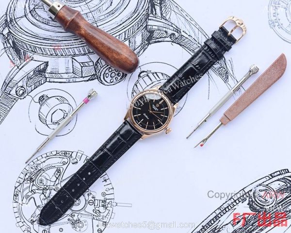 Copy Rolex Cellini Time 40mm Watch Blue Dial Blue Leather Strap Copy Rolex Cellini Time 40mm Watch Blue Dial Blue Leather Strap