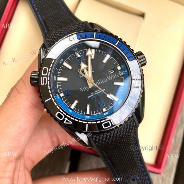 Copy Omega Seamaster Planet Ocean Deep Black GMT Watches Black Dial Copy Omega Seamaster Planet Ocean Deep Black GMT Watches Black Dial