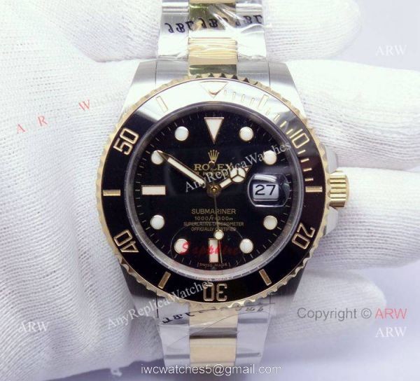 High Quality Replica Rolex Submariner Watch 2-Tone Black Dial Black Ceramic 40mm High Quality Replica Rolex Submariner Watch 2-Tone Black Dial Black Ceramic 40mm