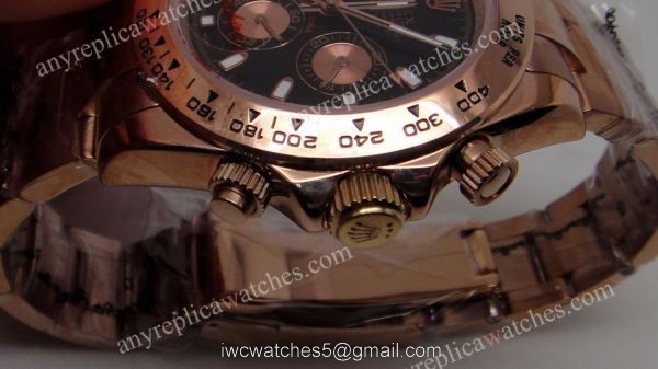 Rolex Rose Gold Daytona Black Face / 40mm Replica Watch Rolex Rose Gold Daytona Black Face / 40mm Replica Watch