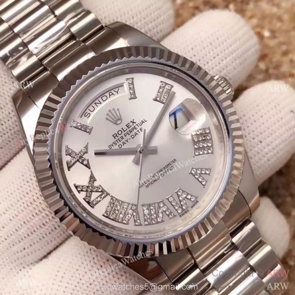 AAA Quality Replica Rolex Presidential Day-Date 40MM Watch MingZhu Movement Fluted Bezel Roman Face AAA Quality Replica Rolex Presidential Day-Date 40MM Watch MingZhu Movement Fluted Bezel Roman Face