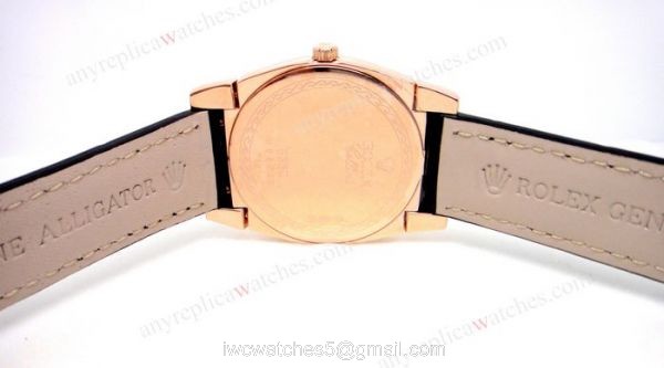 Rolex Cellini Rose Gold Black Diamond Markers Black Leather Japan Grade Rolex Cellini Rose Gold Black Diamond Markers Black Leather Japan Grade