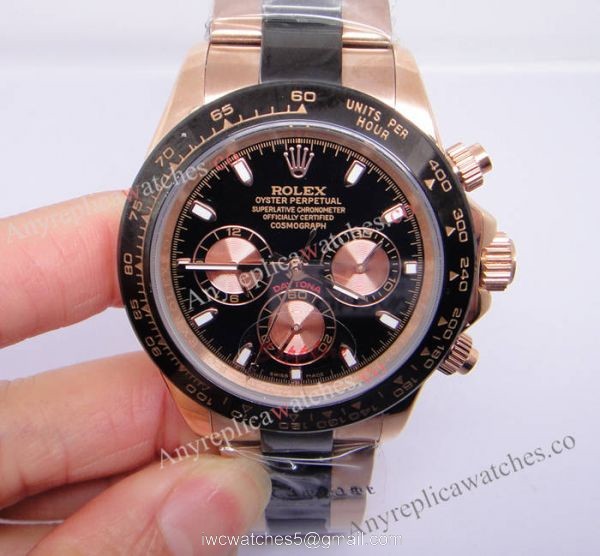 Replica Rolex Daytona Rose Gold Case Black Face Watch for Perfect Gift Replica Rolex Daytona Rose Gold Case Black Face Watch for Perfect Gift
