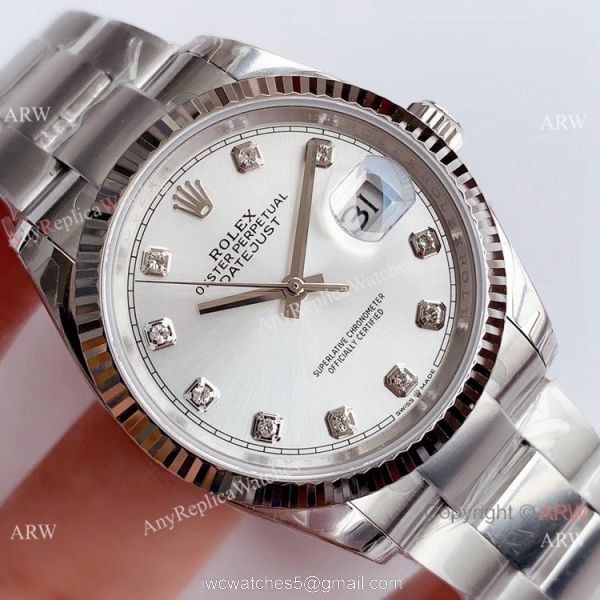 (EW)Rolex EW Factory Datejust 36mm Watch Stainless Steel Silver Diamond Dial (EW)Rolex EW Factory Datejust 36mm Watch Stainless Steel Silver Diamond Dial