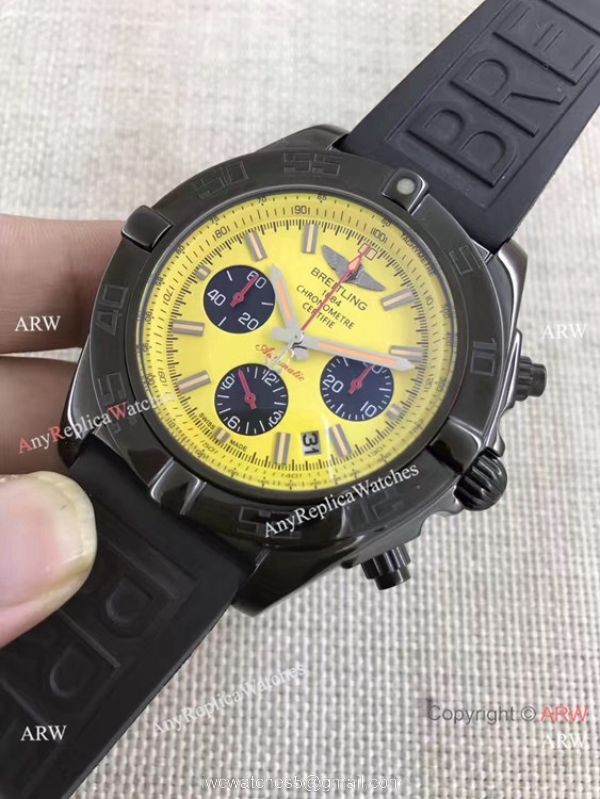 Breitling B01 Chronograph Watch Yellow Face Black Rubber band Breitling B01 Chronograph Watch Yellow Face Black Rubber band