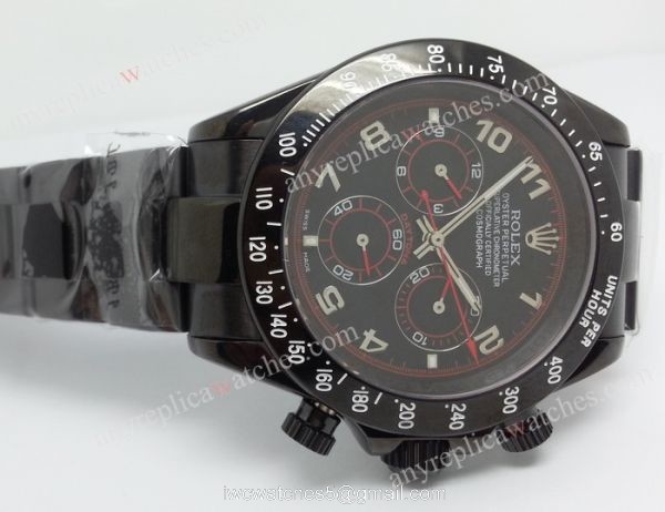 Rolex All Black Daytona Black Face Arabic Markers Red lines Rolex All Black Daytona Black Face Arabic Markers Red lines