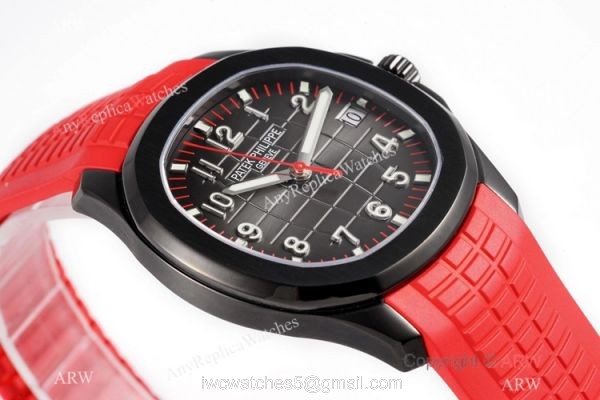 Swiss 1:1 Copy Patek Philippe Aquanaut Cal324 Watch Carbon Case Red Rubber Strap Swiss 1:1 Copy Patek Philippe Aquanaut Cal324 Watch Carbon Case Red Rubber Strap