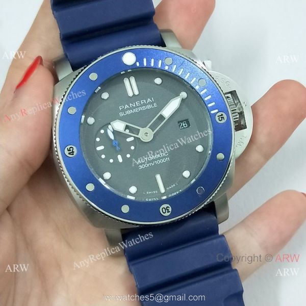 Panerai Submersible Rubber Strap SS Blue Bezel Pam 959 Watch Buy Replica Panerai Submersible Rubber Strap SS Blue Bezel Pam 959 Watch Buy Replica