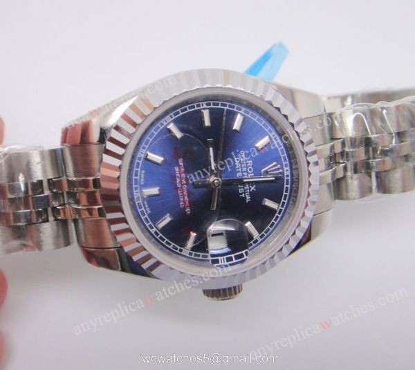Copy Rolex Couple Watches Datejust SS Blue Dial Ladies 26mm Copy Rolex Couple Watches Datejust SS Blue Dial Ladies 26mm