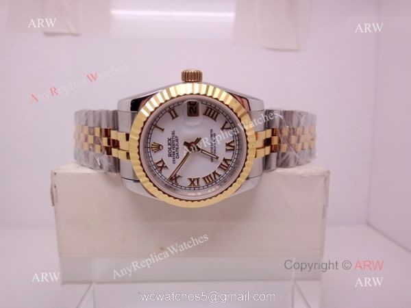 Best Rolex 16233 Fake Datejust Watch 2-Tone White Roman 31mm Best Rolex 16233 Fake Datejust Watch 2-Tone White Roman 31mm