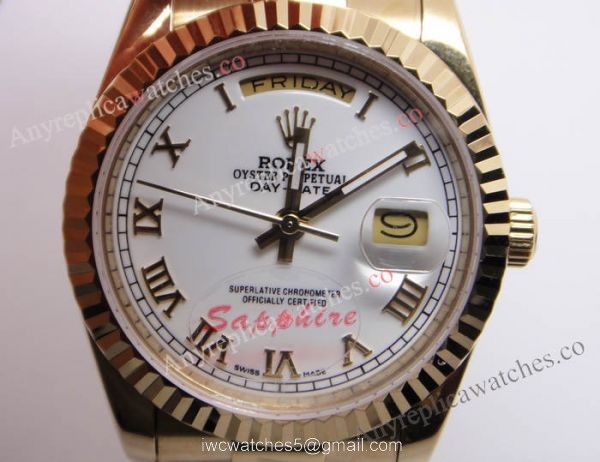 Replica Rolex Day-date Yellow Gold Watch White Face Replica Rolex Day-date Yellow Gold Watch White Face