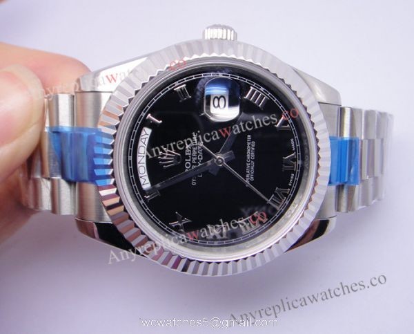 BP Factory Rolex Day-date II 41 Watch Replica Stianless Steel Black Roman BP Factory Rolex Day-date II 41 Watch Replica Stianless Steel Black Roman