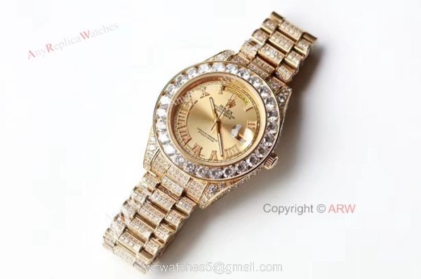 Swiss Grade 1 Replica Rolex Presidential Diamond DayDate Watch Yellow Gold 39mm Swiss Grade 1 Replica Rolex Presidential Diamond DayDate Watch Yellow Gold 39mm