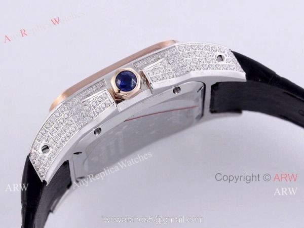 Iced Out Cartier Santos Automatic Watch Replica Two Tone Rose Gold Iced Out Cartier Santos Automatic Watch Replica Two Tone Rose Gold