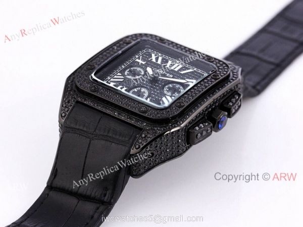 Knockoff Cartier Santos Chronograph Watch Black Diamonds Knockoff Cartier Santos Chronograph Watch Black Diamonds